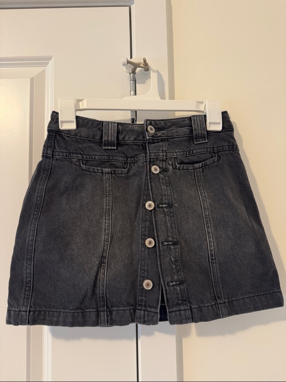 We The Free Washed Black Button-Front Mini Skort